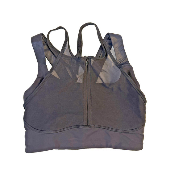 Lululemon Sports Bra Womens 4 Black Zip Front High Impact Athletic Gym Run Used - Picture 1 of 3